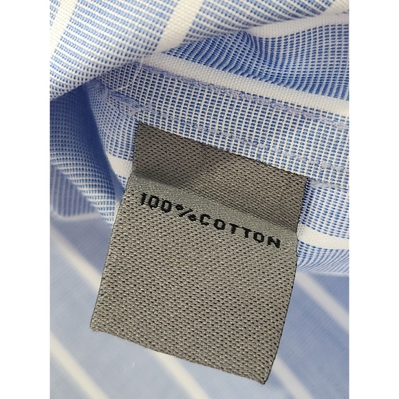 Johnston & Murphy Blue White Stripe Print Dress Shirt Men's Sz M NWOT - Picture 7 of 7